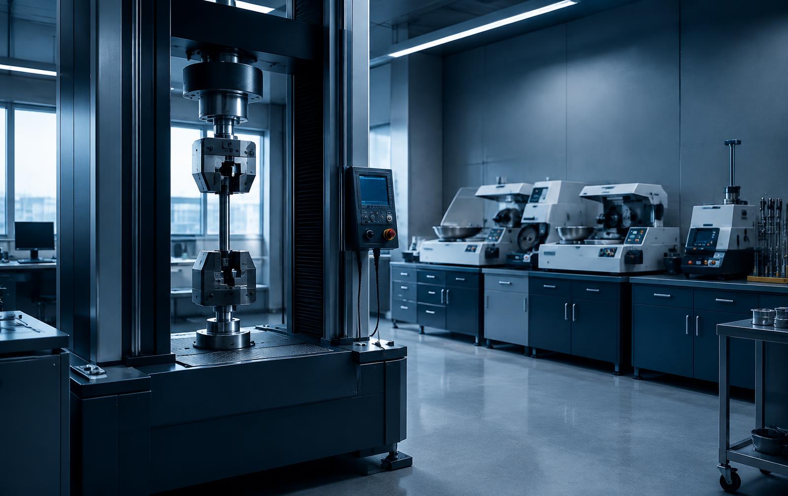 Zkušební stroj a zařízení pro přípravu vzorků v laboratoři